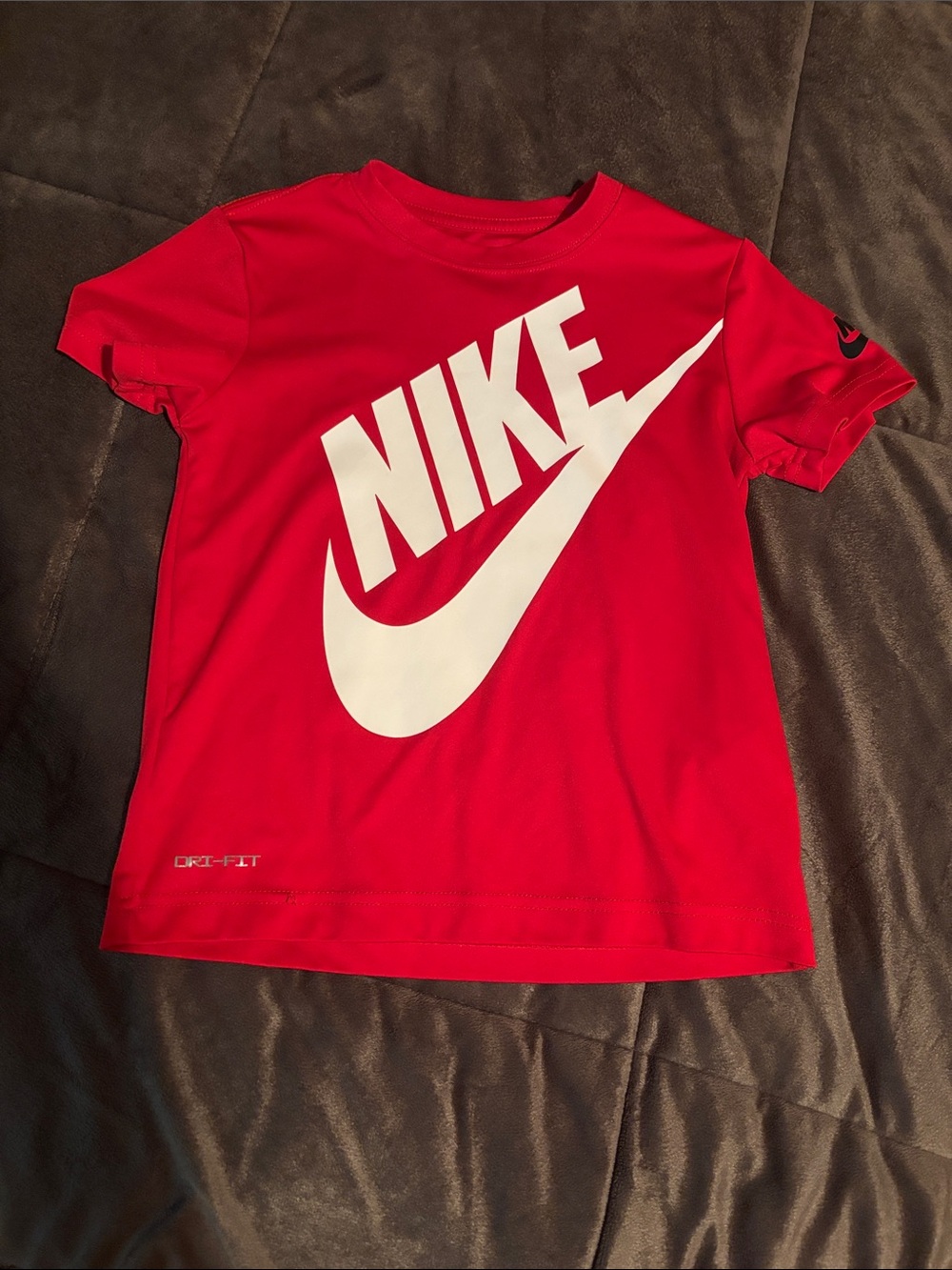 Nike Red Tee with Large White Swoosh Logo